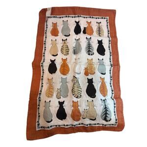 Vintage Ulster Weavers "Cats‎ in Waiting" Tea Towel 100% Linen Ireland